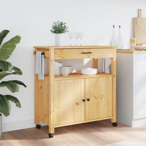 vidaXL Kitchen Trolley MONZA 84x40x90 cm Solid Wood Pine
