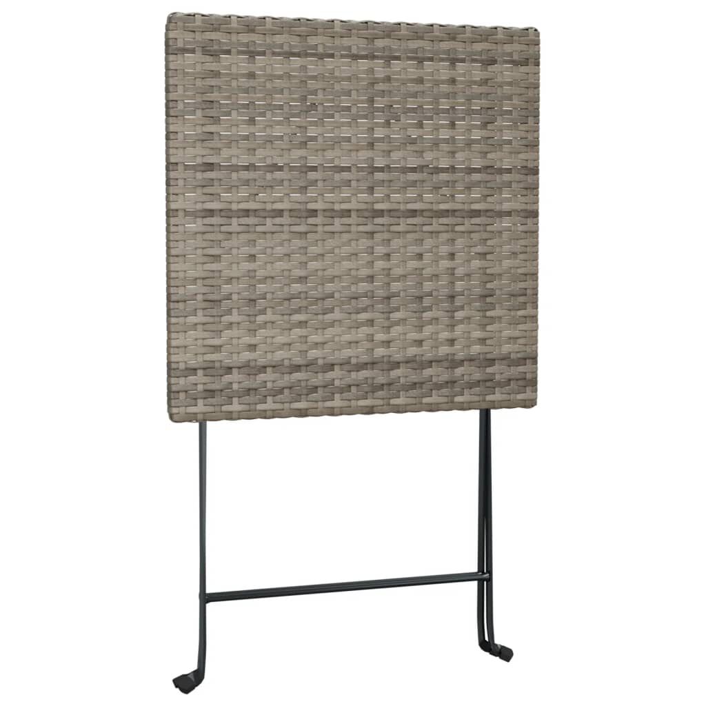 vidaXL 3 Piece Folding Bistro Set Grey Poly Rattan