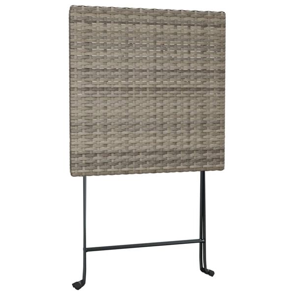 vidaXL 3 Piece Folding Bistro Set Grey Poly Rattan