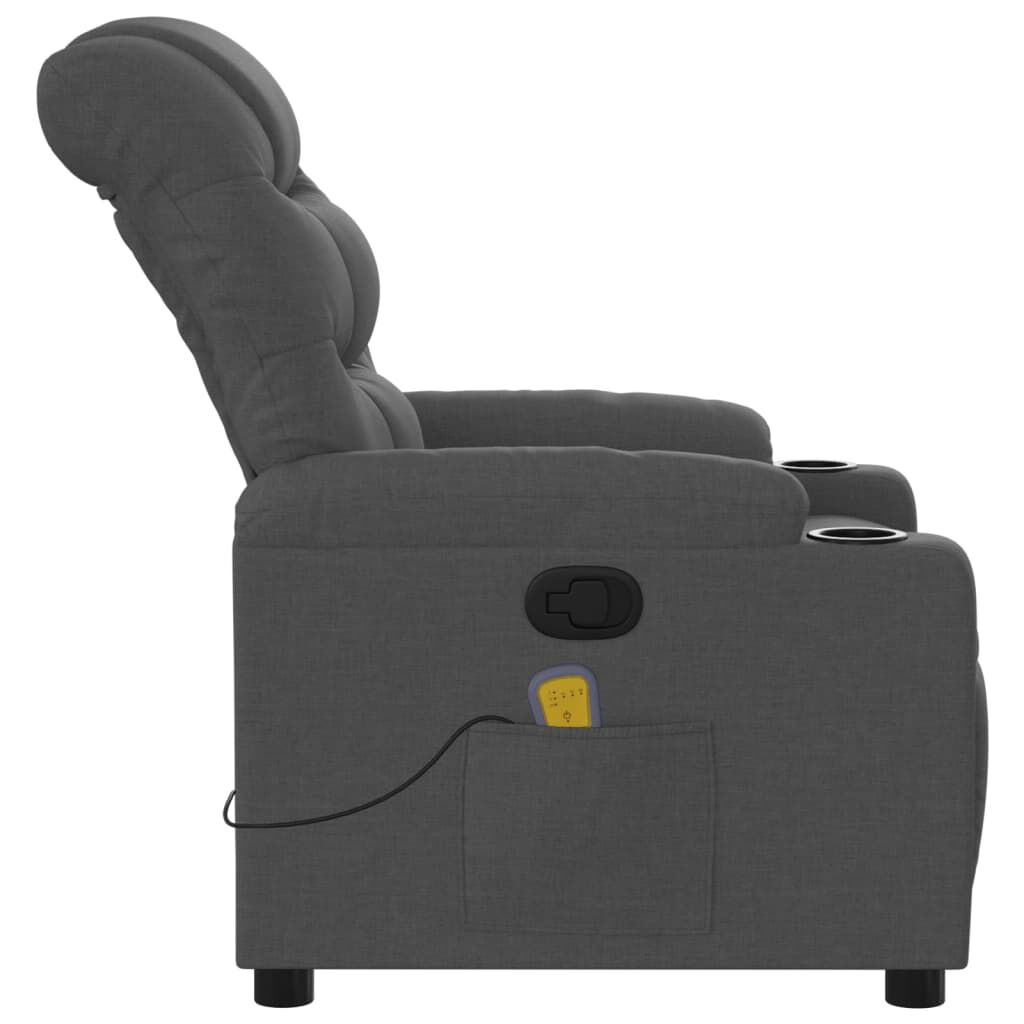 vidaXL Massage Recliner Chair Dark Grey Fabric