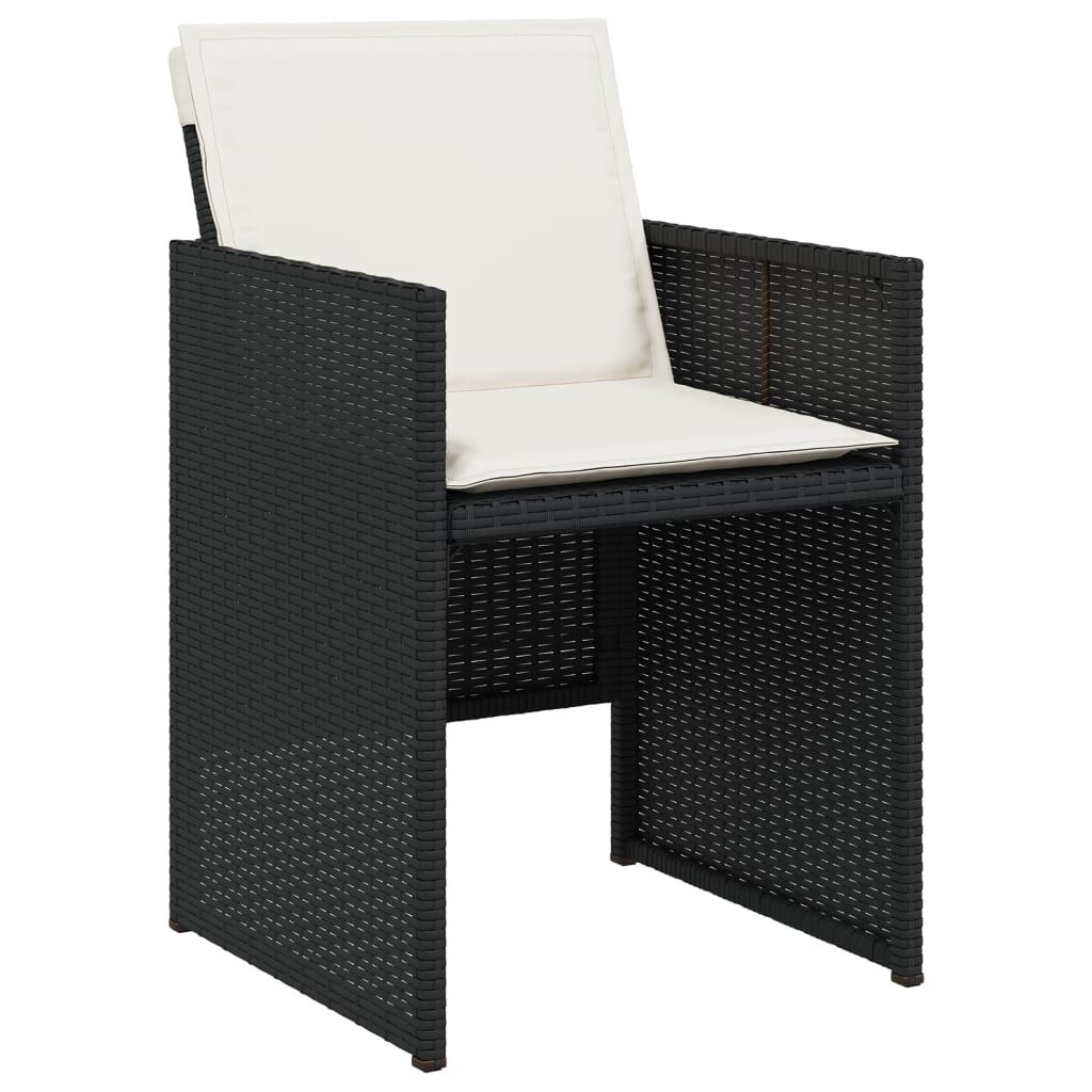 vidaXL 17 Piece Garden Dining Set with Cushions Black Poly Rattan