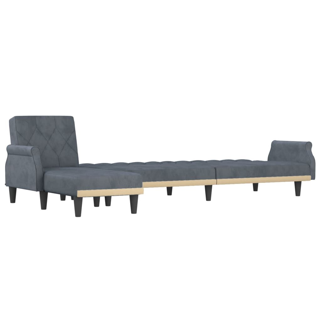 vidaXL L-shaped Sofa Bed Dark Grey 271x140x70 cm Velvet
