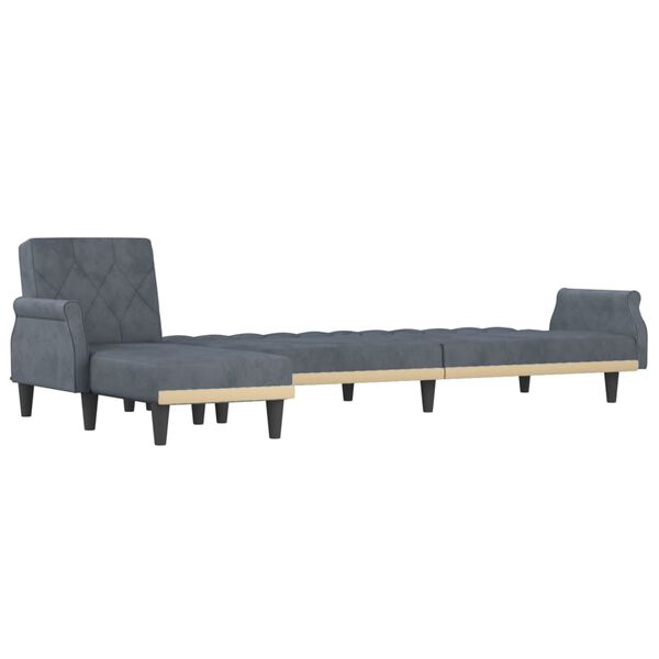 vidaXL L-shaped Sofa Bed Dark Grey 271x140x70 cm Velvet