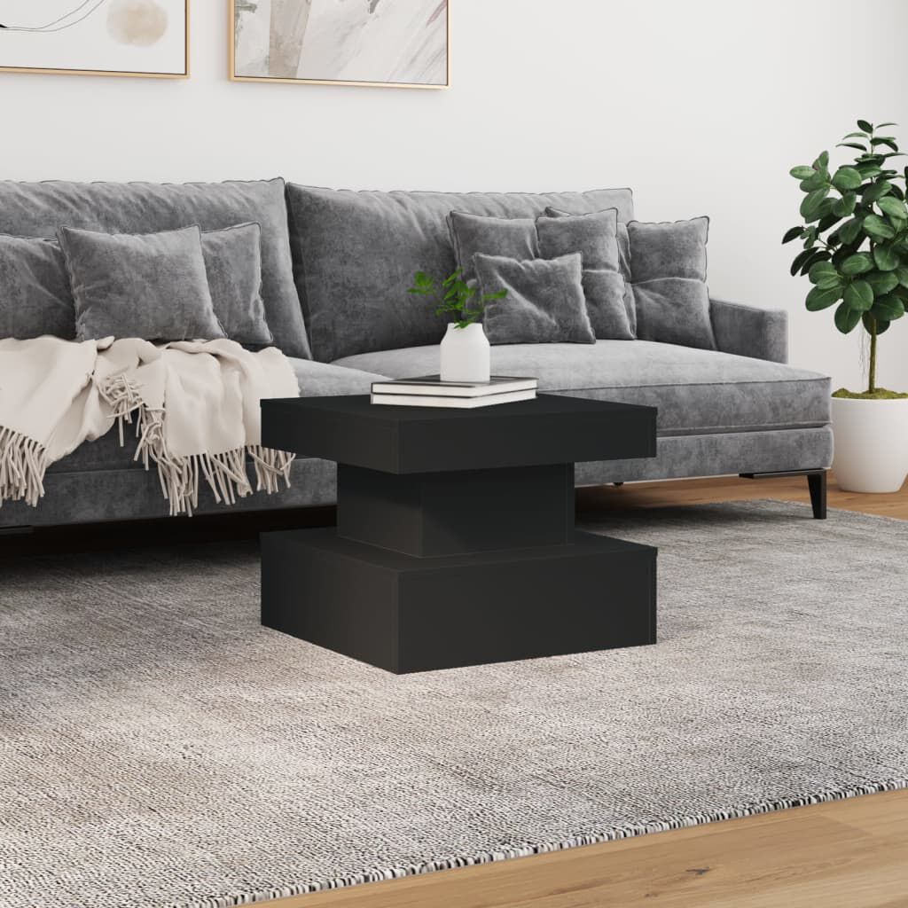 vidaXL Coffee Table with LED Lights Black 50x50x40 cm