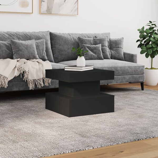 vidaXL Coffee Table with LED Lights Black 50x50x40 cm