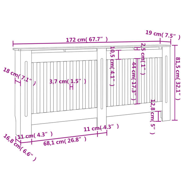 vidaXL Radiator Covers 2 pcs White MDF 172 cm