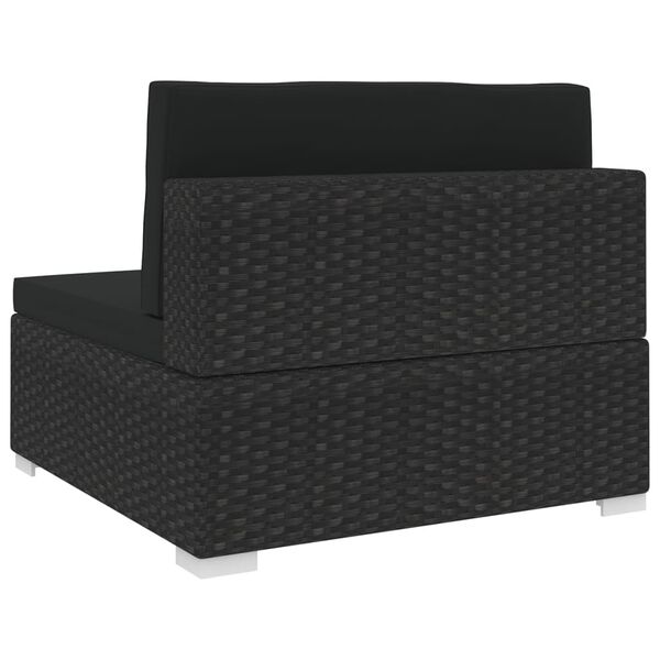 vidaXL Sectional Middle Seat with Cushions Poly Rattan Black