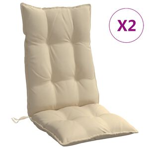 vidaXL Highback Chair Cushions 2 pcs Beige Oxford Fabric
