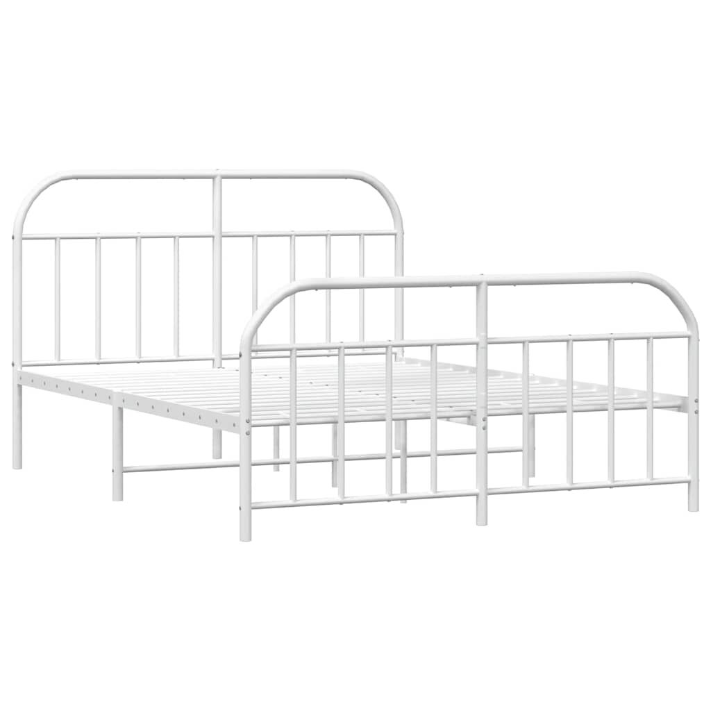 vidaXL Metal Bed Frame without Mattress with Footboard White 183x213cm