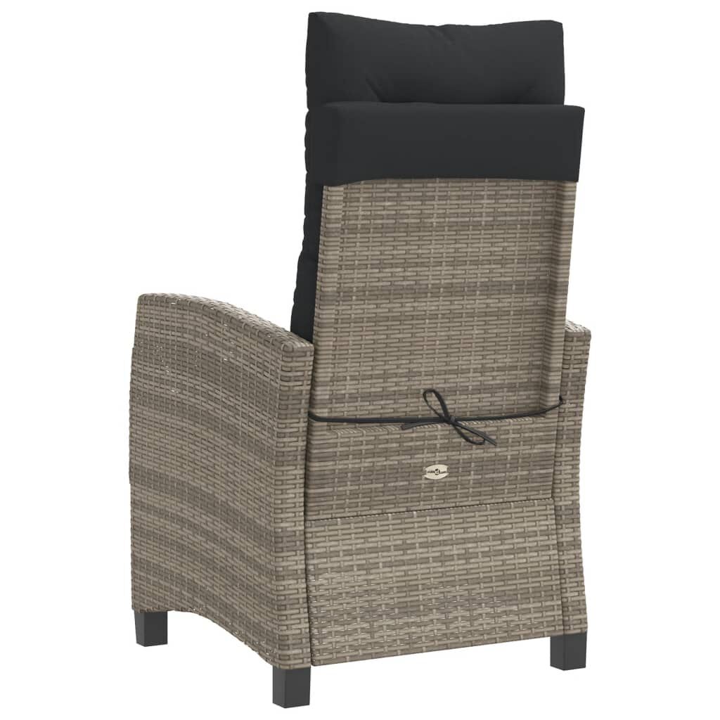 vidaXL 3 Piece Bistro Set with Cushions Grey Poly Rattan