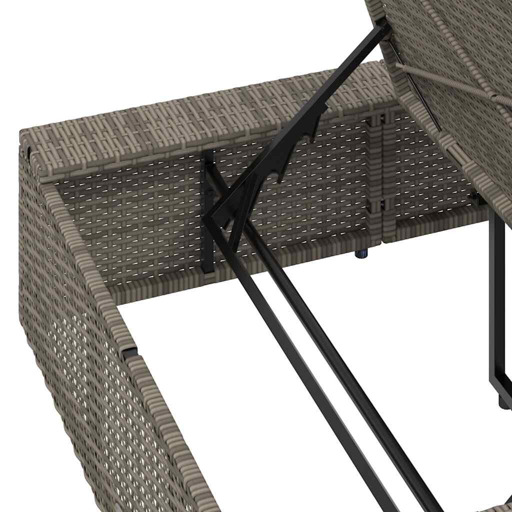 vidaXL Sunbed with Floating Cushion Grey Poly Rattan