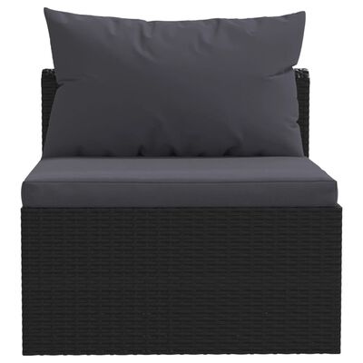 vidaXL 5 Piece Garden Lounge Set with Cushions Poly Rattan Black