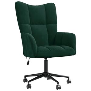 vidaXL Relaxing Chair Dark Green Velvet
