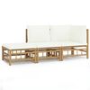 vidaXL 3 Piece Garden Lounge Set with Cream White Cushions Bamboo