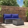 vidaXL 3 Piece Garden Lounge Set with Cushions Grey Poly Rattan