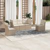 vidaXL 5 Piece Garden Sofa Set with Cushions Beige Poly Rattan