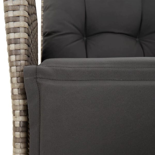 vidaXL Reclining Garden Chairs 2 pcs with Footrest Grey Poly Rattan