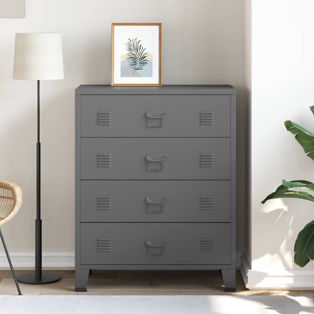 vidaXL Industrial Drawer Cabinet Anthracite 78x40x93 cm Metal
