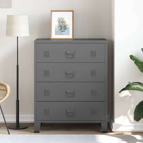 vidaXL Industrial Drawer Cabinet Anthracite 78x40x93 cm Metal