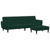vidaXL 2-Seater Sofa Bed with Footstool Dark Green Velvet