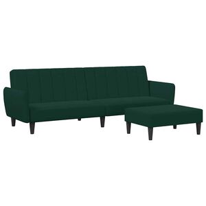 vidaXL 2-Seater Sofa Bed with Footstool Dark Green Velvet
