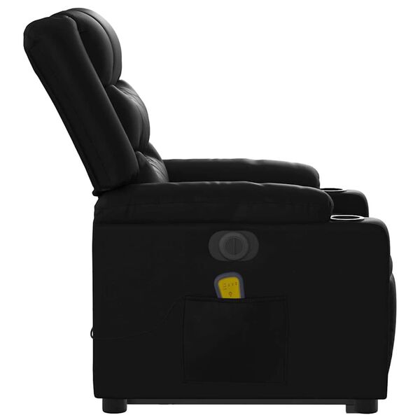 vidaXL Electric Stand up Massage Recliner Chair Black Faux Leather