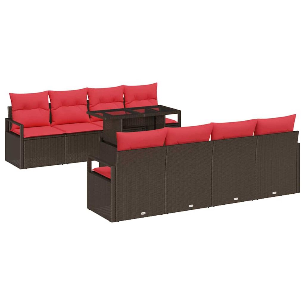 vidaXL Garden Sofa Set Manual 7 pcs Brown and red 100 x 55 x 73 cm