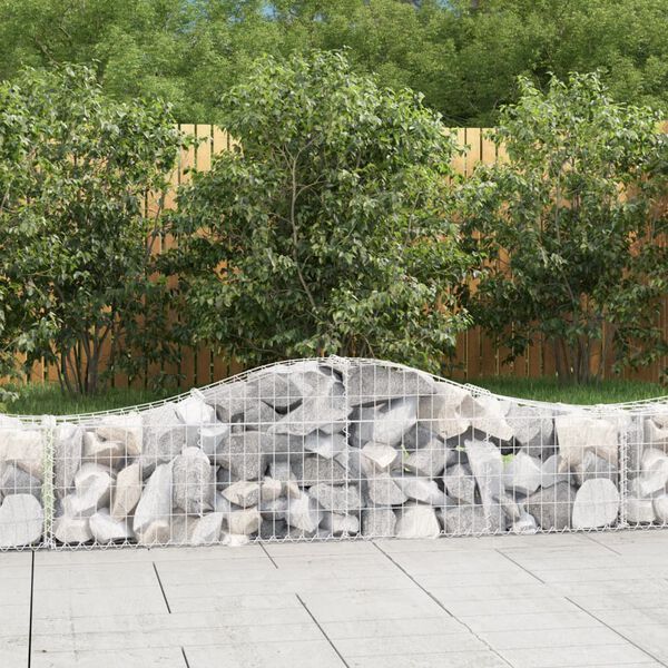 vidaXL Arched Gabion Baskets 8 pcs 200x30x40/60 cm Galvanised Iron