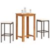 vidaXL 3 Piece Garden Bar Set Brown Solid Wood Acacia and Poly Rattan