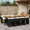 vidaXL 9 Piece Garden Dining Set with Cushions Black Poly Rattan
