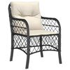vidaXL Garden Chairs with Cushions 2 pcs Black Poly Rattan