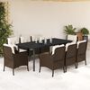 vidaXL 9 Piece Garden Dining Set with Cushions Brown Poly Rattan