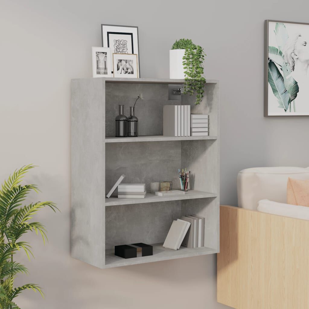 vidaXL Hanging Wall Cabinet Concrete Grey 69.5x32.5x90 cm