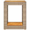 vidaXL Garden Side Table with Wooden Top Beige 60x40x75 cm Poly Rattan