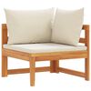 vidaXL Corner Sofa with Cream White Cushions Solid Acacia Wood