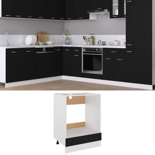 vidaXL Oven Cabinet Lyon Black 60x46x81.5 cm Engineered Wood