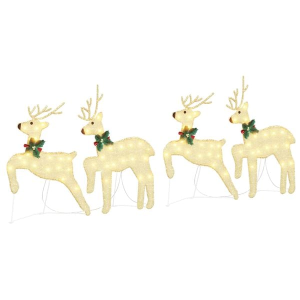 vidaXL LED Reindeers 4 pcs Gold Fabric