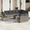vidaXL 11 Piece Garden Sofa Set with Cushions Grey Poly Rattan