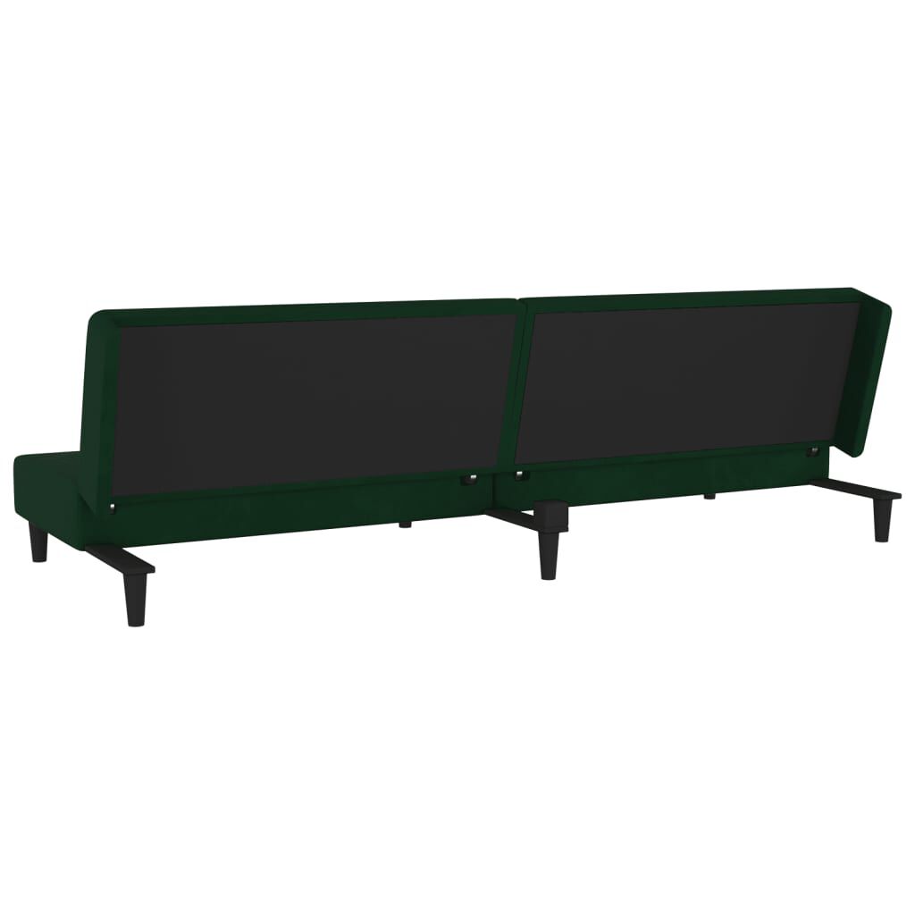 vidaXL 2-Seater Sofa Bed with Two Pillows Dark Green Velvet