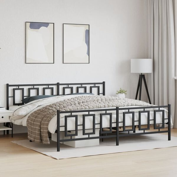 vidaXL Metal Bed Frame without Mattress with Footboard Black 193x203cm