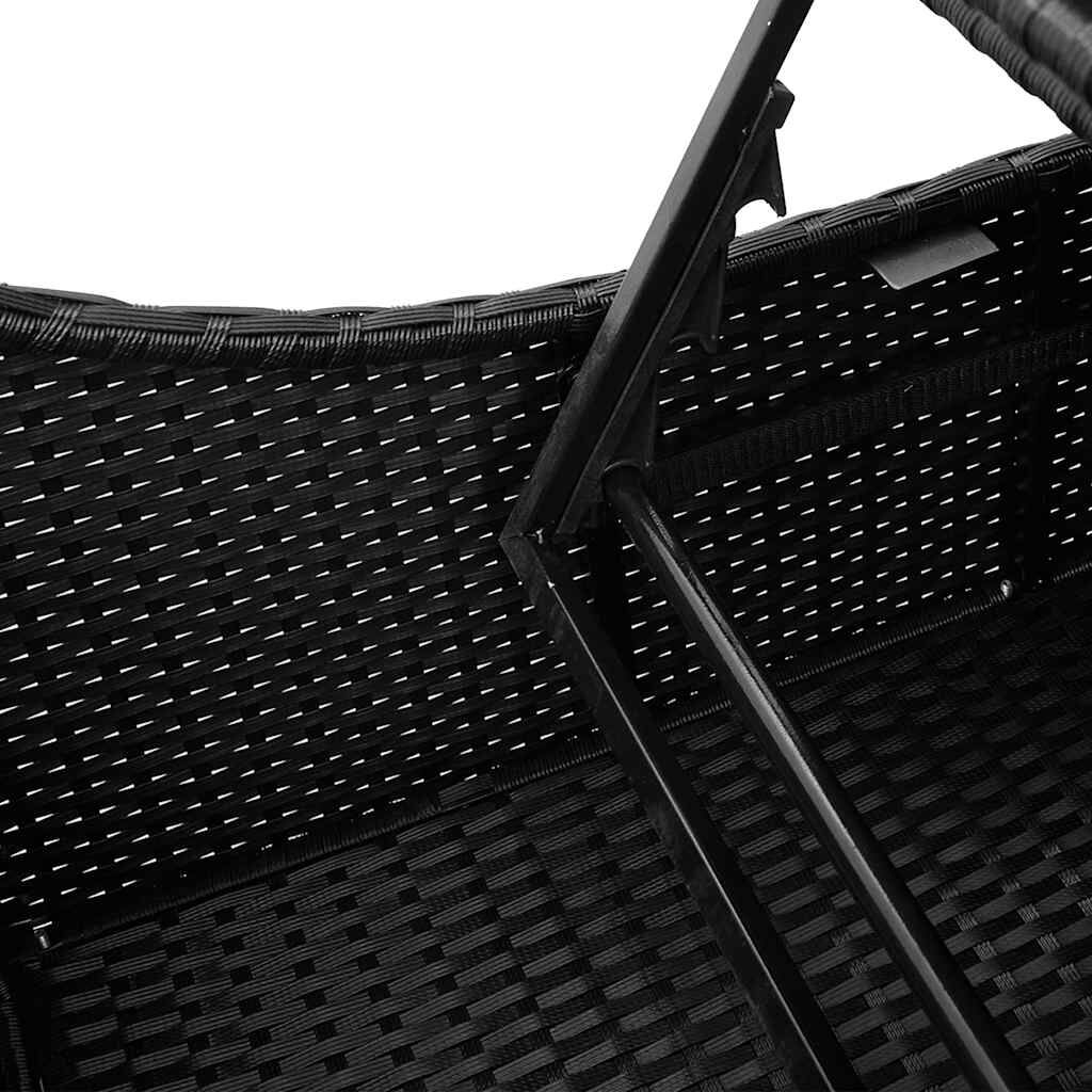 vidaXL Folding Sun Lounger with Cushion and Storage Black Poly Rattan
