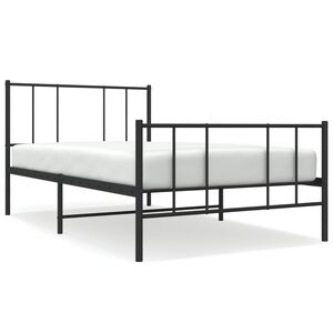 vidaXL Metal Bed Frame without Mattress with Footboard Black 100x200cm
