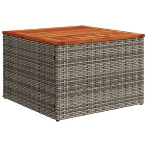 vidaXL Garden Table Grey 55x55x37 cm Poly Rattan and Acacia Wood