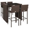 vidaXL 5 Piece Garden Bar Set Brown Poly Rattan