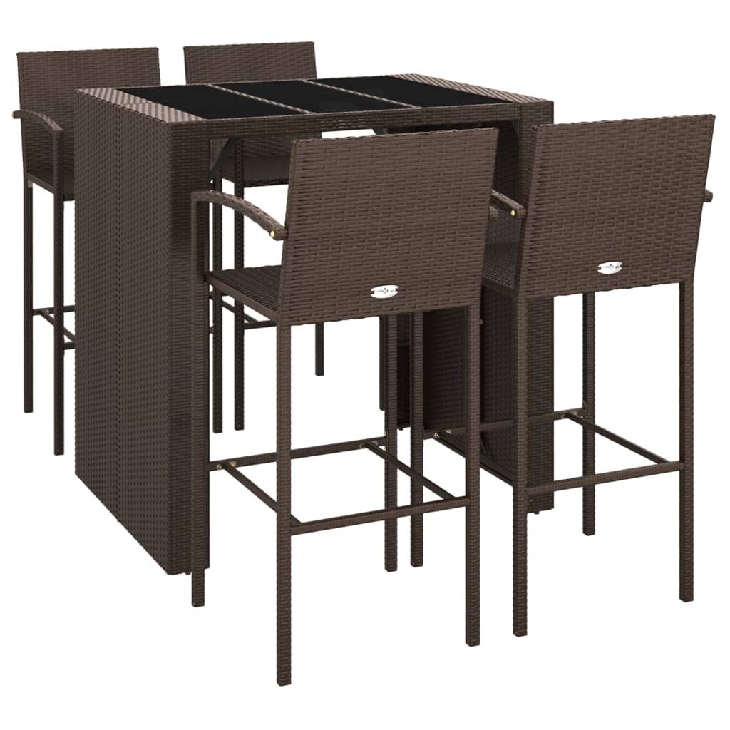 vidaXL 5 Piece Garden Bar Set Brown Poly Rattan