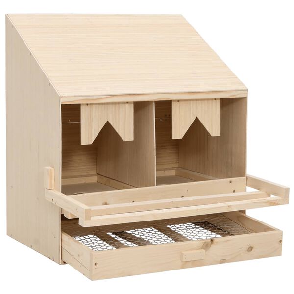 vidaXL Chicken Laying Nest 2 Compartments 63x40x65 cm Solid Pine Wood
