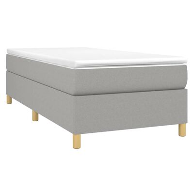 vidaXL Box Spring Bed Frame Light Grey 100x203 cm Twin XL Fabric