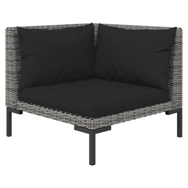 vidaXL 5 Piece Garden Lounge Set with Cushions Poly Rattan Dark Grey