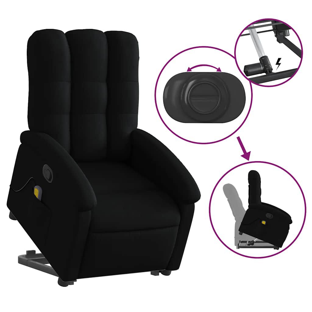 vidaXL Stand up Massage Recliner Chair Black Fabric
