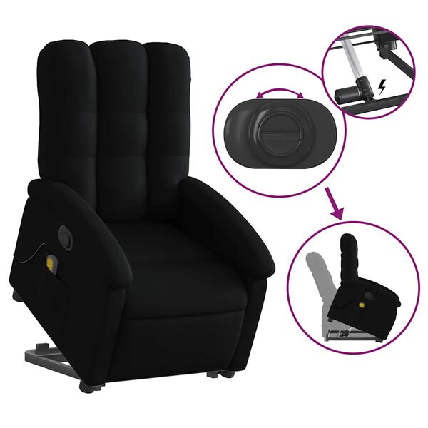 vidaXL Stand up Massage Recliner Chair Black Fabric